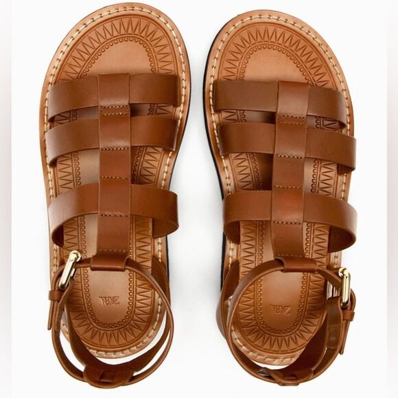 ZARA LEATHER FISHERMAN SANDALS - Picture 4 of 10